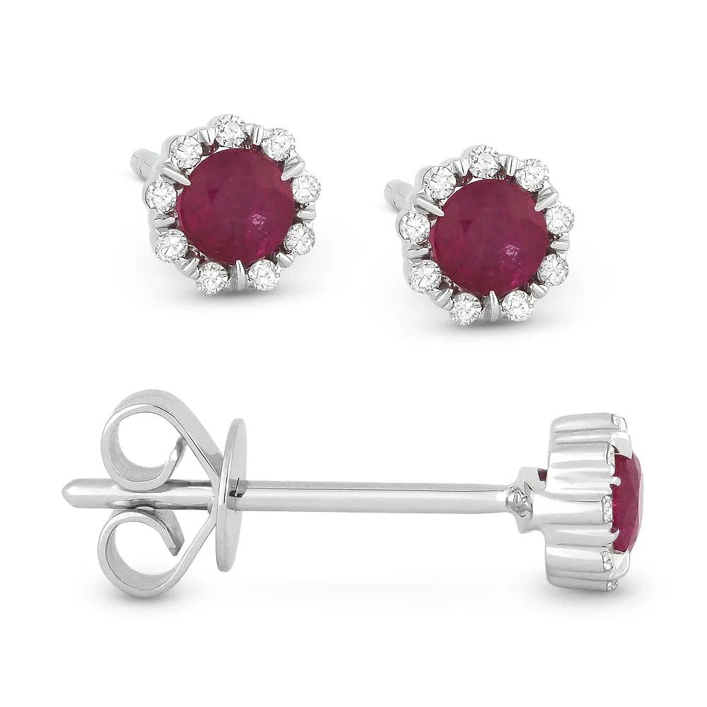 0.30ct Ruby Stud Earrings in 14K White Gold