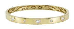 0.71ct tw Burnish Set Heart Diamond Station Bangle Bracelet