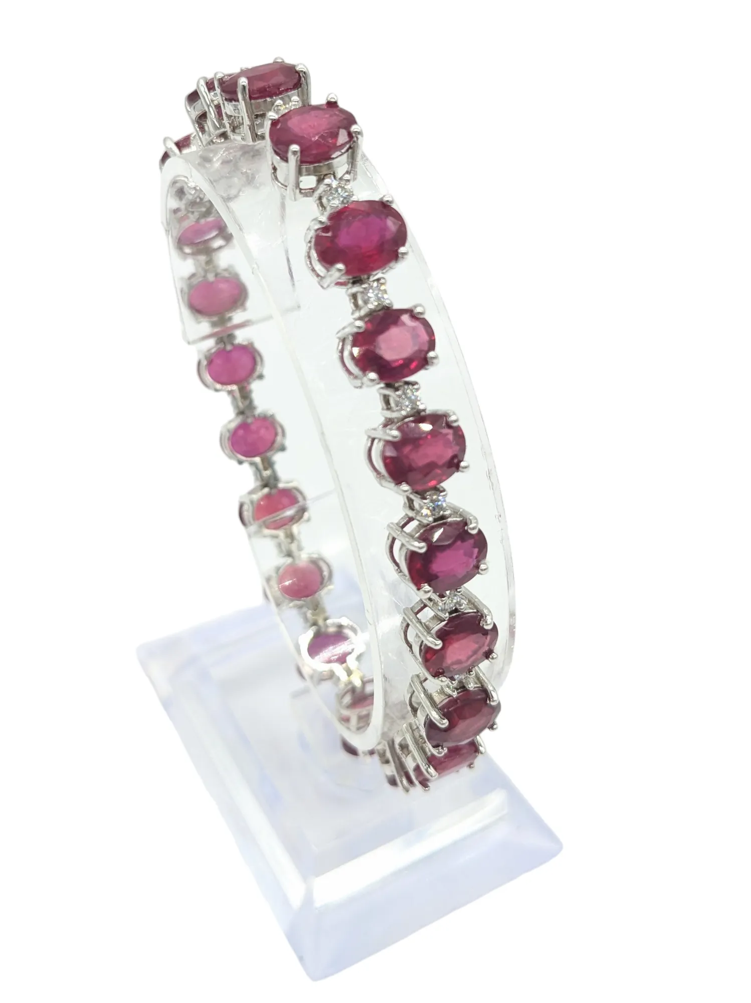 1 Carat Total Weight Diamond and Lab Grown Synthetic Ruby Bracelet