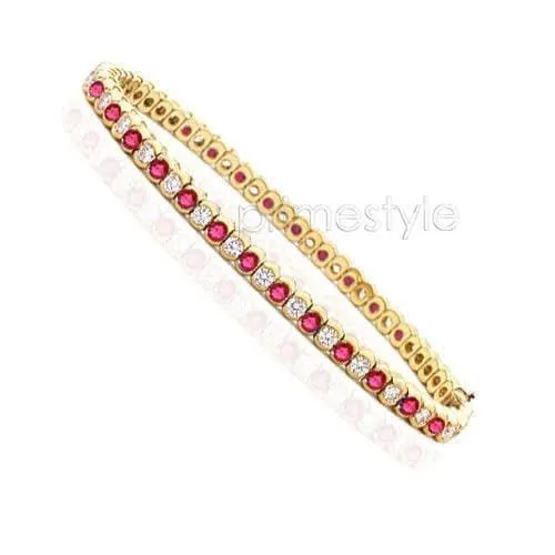 1.00-6.00 CT Round Cut Rubies & Diamonds - Color Stones Bracelet