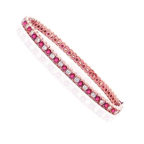 1.00-6.00 CT Round Cut Rubies & Diamonds - Color Stones Bracelet