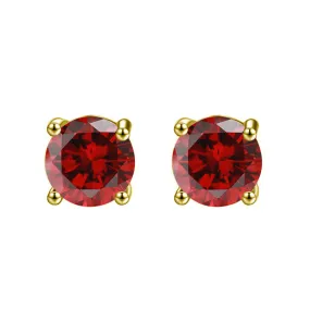 10k Yellow Gold Plated 1 Ct Round Created Ruby Stud Earrings