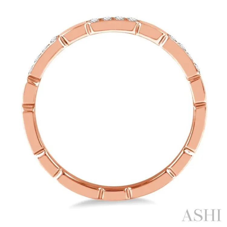 1/10 ctw Round Cut Diamond Block Stackable Ring in 14K Rose Gold