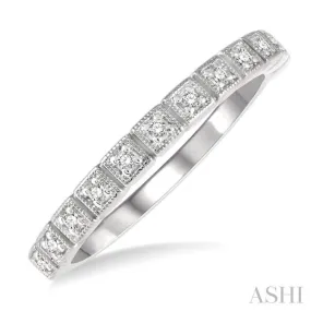 1/10 Ctw Square Mount Round Cut Diamond Stackable Band in 14K White Gold