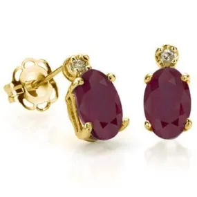 1.16 CT RUBY & DIAMOND 10KT SOLID GOLD EARRINGS STUD