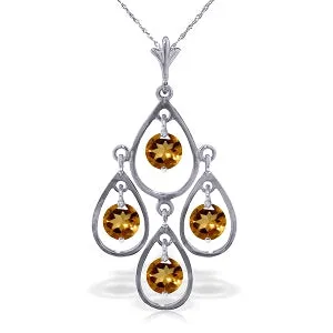 1.2 Carat 14K Solid White Gold Die Is Cast Citrine Necklace