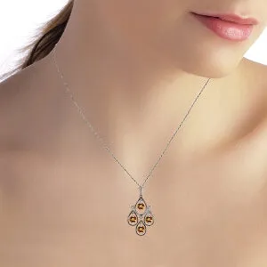 1.2 Carat 14K Solid White Gold Die Is Cast Citrine Necklace