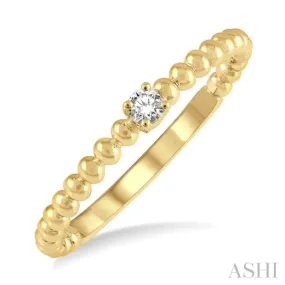 1/20 Ctw Ball Bead Shank Round Cut Diamond Petite Promise Ring in 10K Yellow Gold