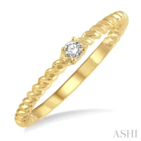 1/20 Ctw Rope Shank Round Cut Diamond Petite Promise Ring in 10K Yellow Gold