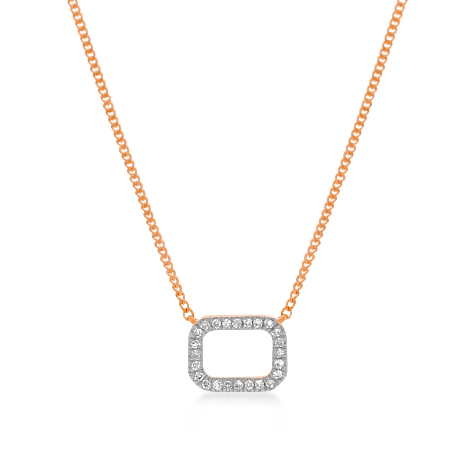 14ct Rose Gold Pendant with 24 Brilliant Diamonds On 45cm Chain