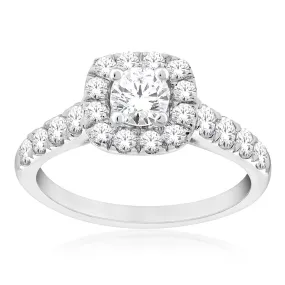 14ct White Gold 1 Carat Diamond Halo Ring