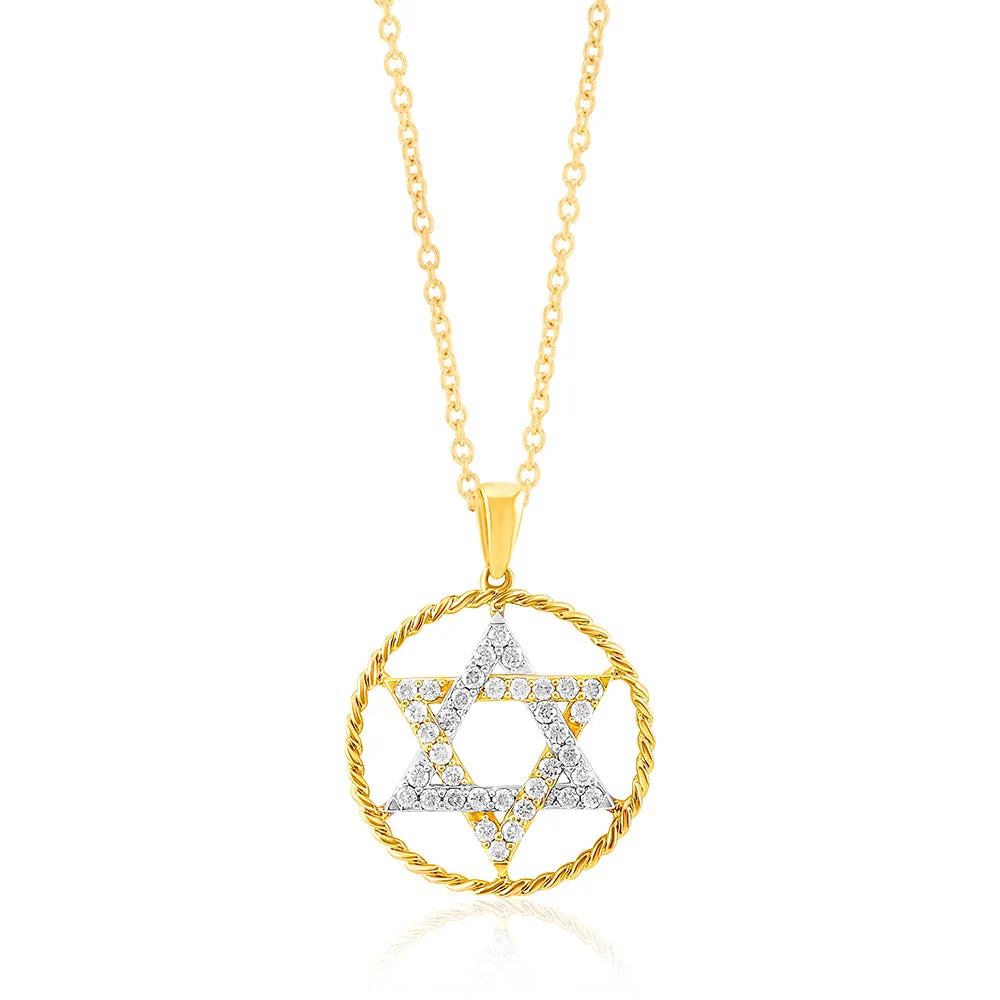 14ct Yellow Gold DiamondStar of David Pendant With 72 Diamonds