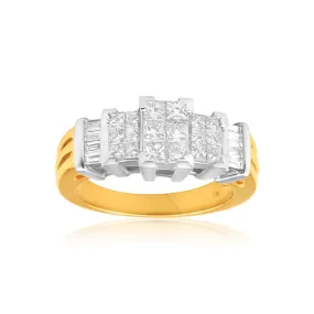 14ct Yellow Gold 'Eminence' Ring With 1 Carat Of Diamonds