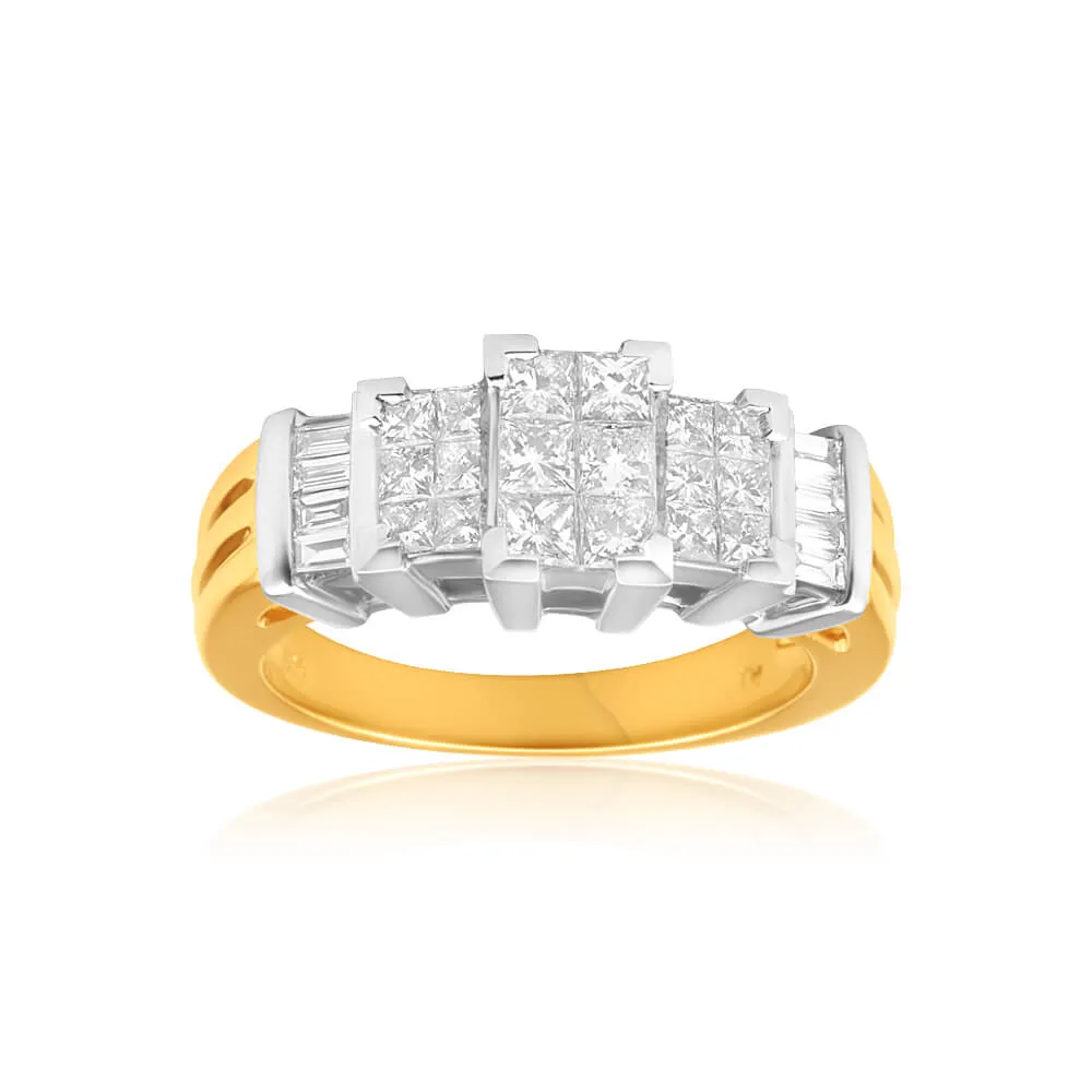 14ct Yellow Gold 'Eminence' Ring With 1 Carat Of Diamonds