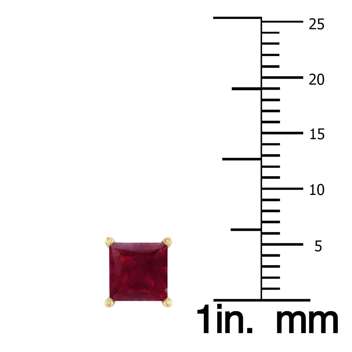 14K  5Mm Square Ruby Earrings