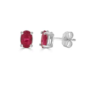 14K Gold & Ruby Oval Studs - 0.96ct