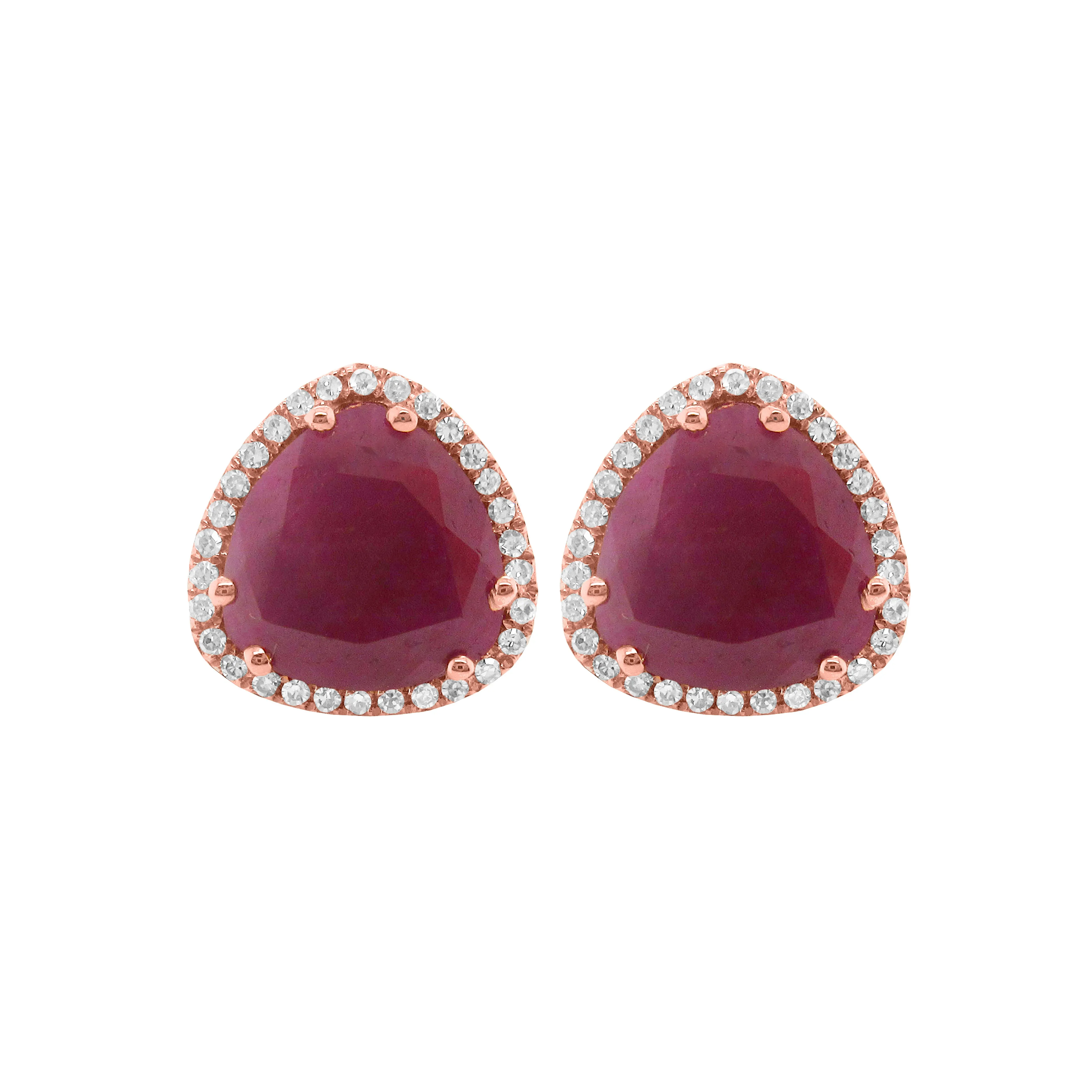 14K GOLD DIAMOND AND RUBY LIZZIE STUDS