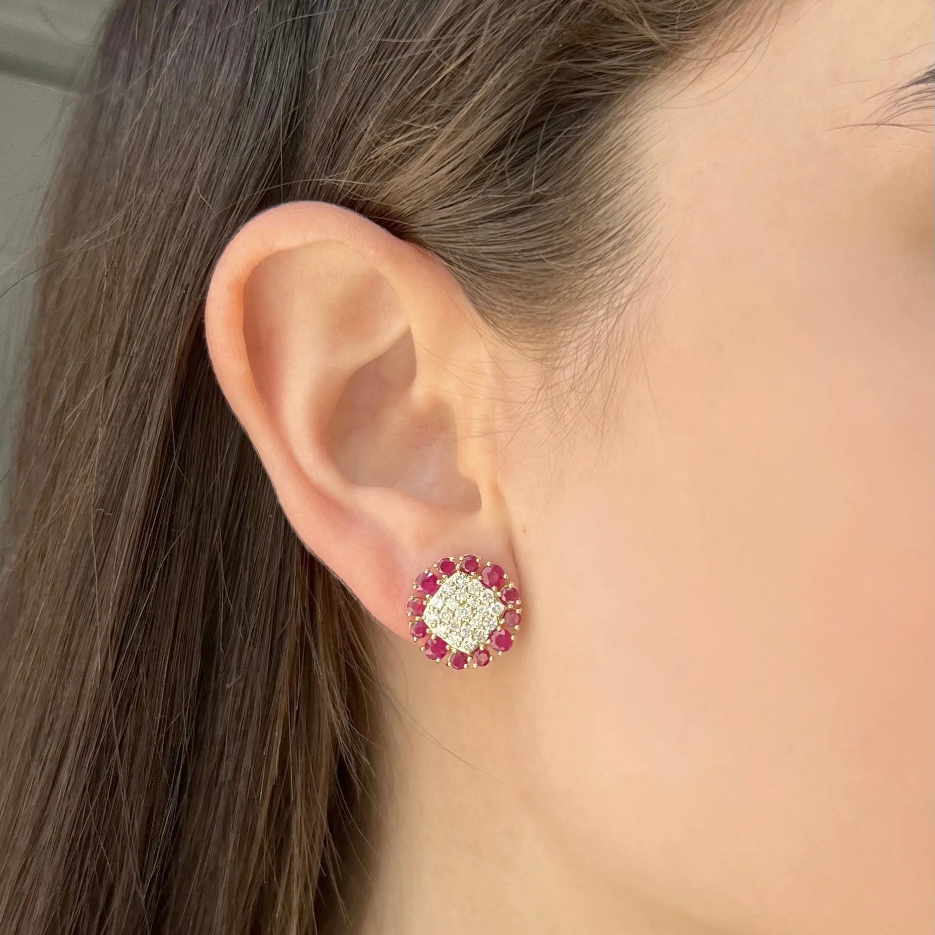 14K GOLD DIAMOND RUBY MARISSA STUDS