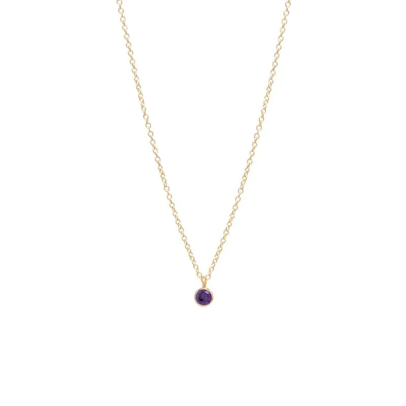 14k Single 3mm Birthstone Pendant Necklace