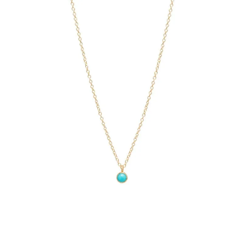 14k Single 3mm Birthstone Pendant Necklace