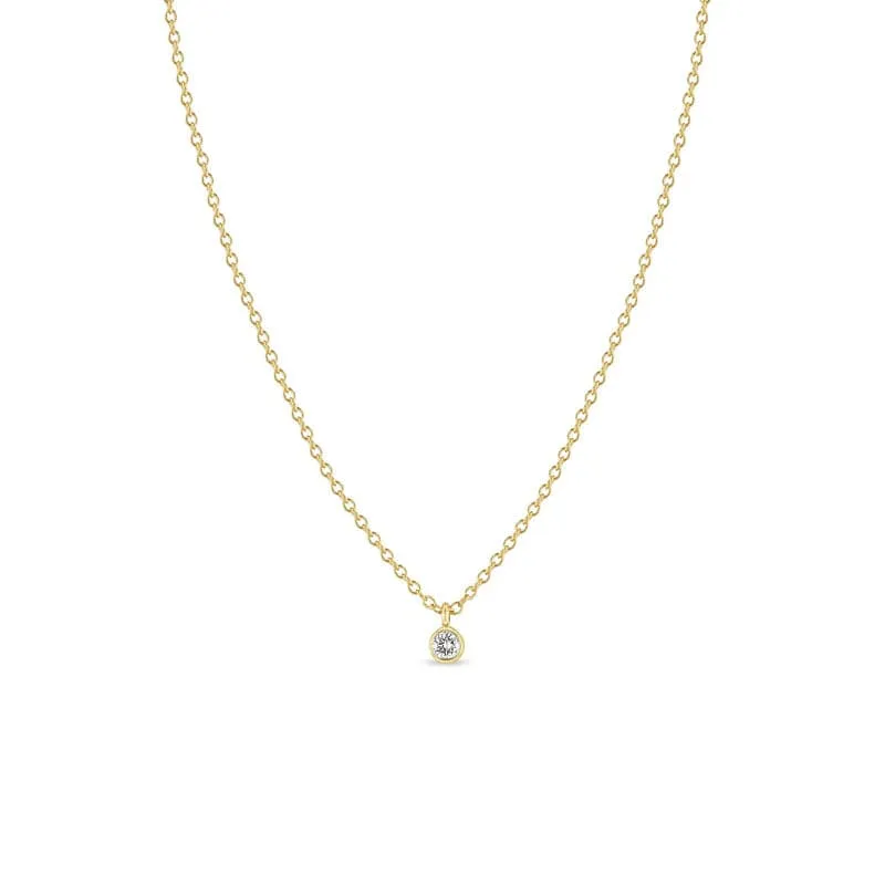 14k Single 3mm Birthstone Pendant Necklace