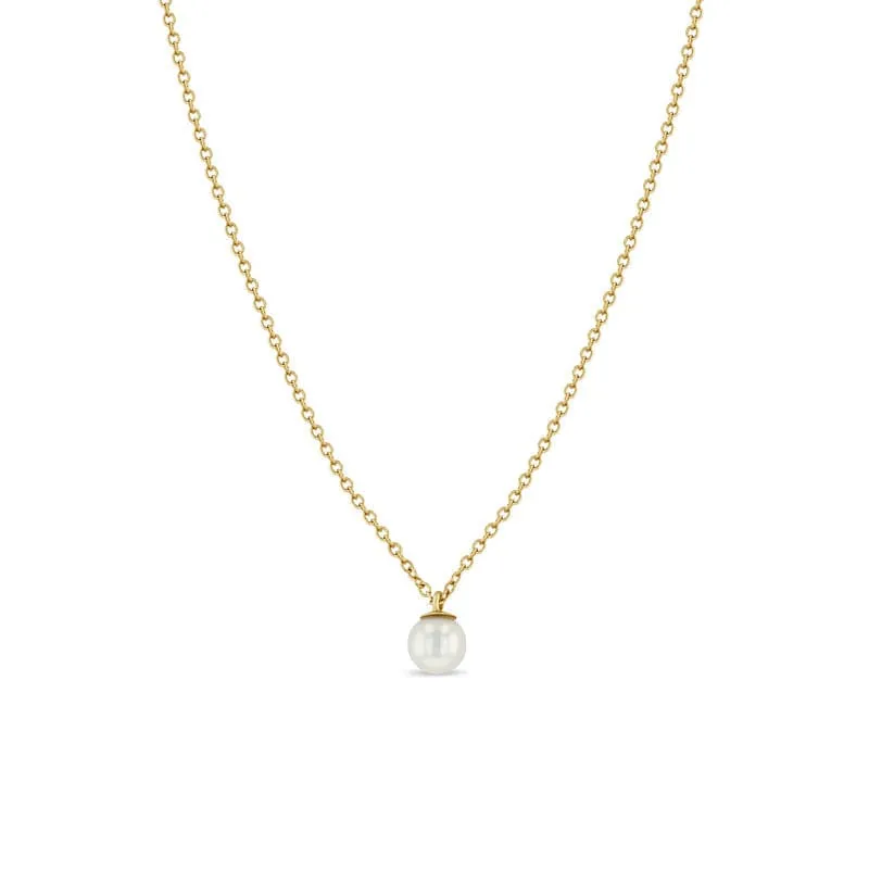 14k Single 3mm Birthstone Pendant Necklace