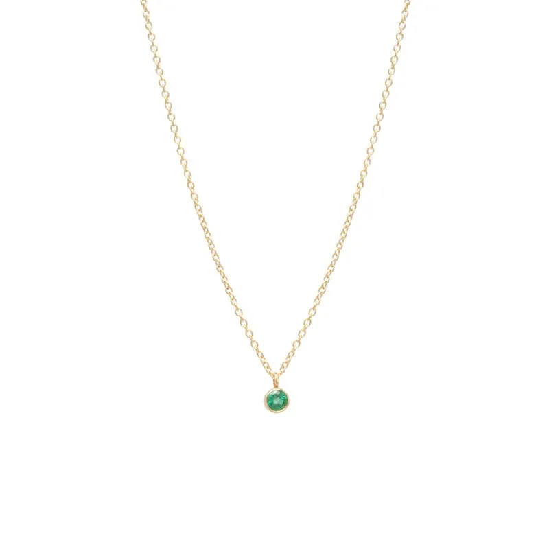 14k Single 3mm Birthstone Pendant Necklace