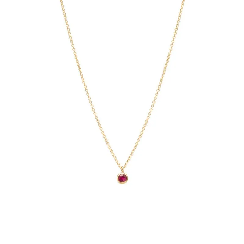 14k Single 3mm Birthstone Pendant Necklace