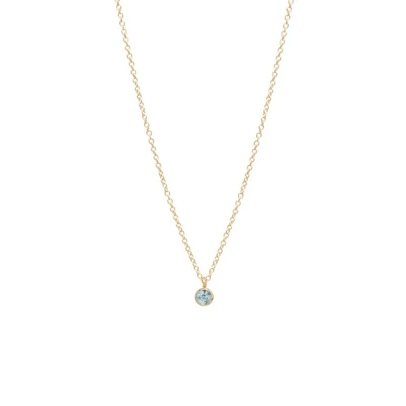 14k Single 3mm Birthstone Pendant Necklace