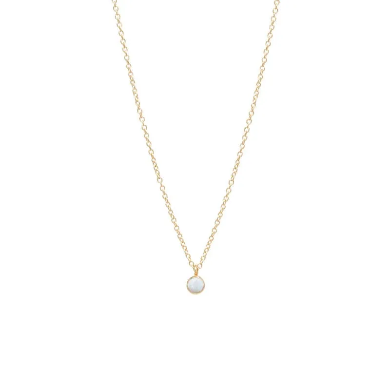 14k Single 3mm Birthstone Pendant Necklace