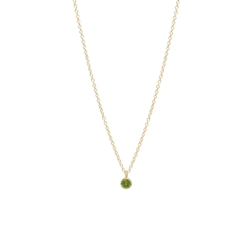 14k Single 3mm Birthstone Pendant Necklace