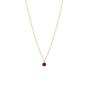 14k Single 3mm Birthstone Pendant Necklace