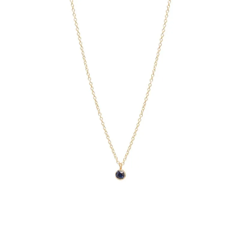 14k Single 3mm Birthstone Pendant Necklace