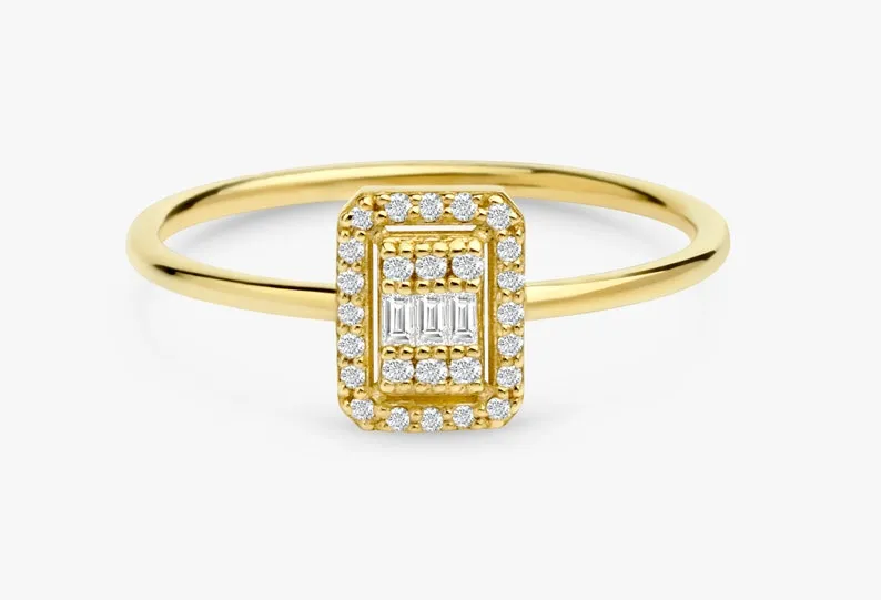 14k Solid Gold Genuine Diamonds Ring