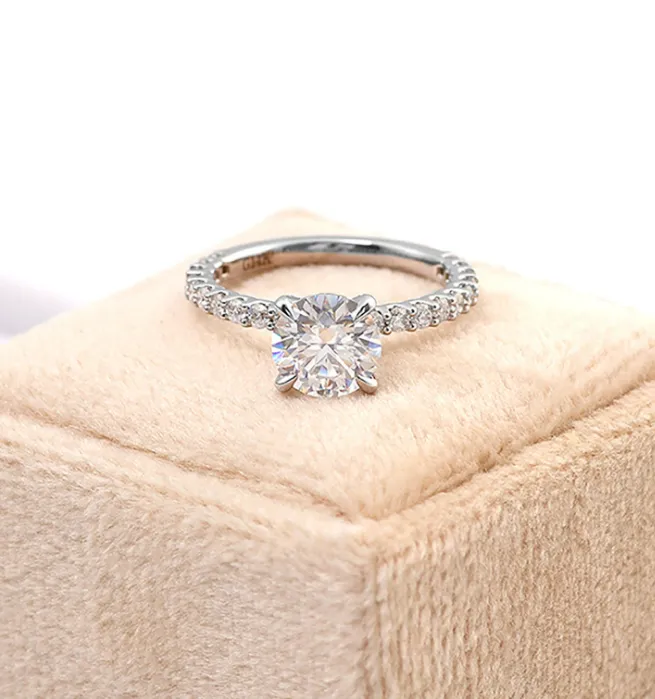 14k Solid Gold Moissanite Diamond Band,Brilliant Diamond Ring, Stocking Wedding Rings, Unique Ring, Anniversary Gift 2215