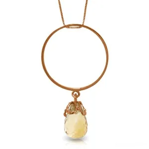 14K Solid Rose Gold Briolette Citrine Necklace