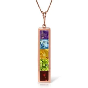 14K Solid Rose Gold Necklace w/ Natural Multi Gemstones