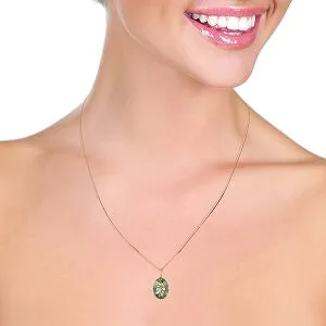 14K Solid Rose Gold Necklace w/ Oval Green Amethyst