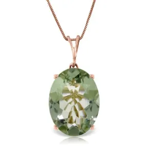 14K Solid Rose Gold Necklace w/ Oval Green Amethyst