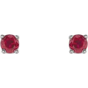 14K White 2.5 mm Lab-Grown Ruby Stud Earrings with Friction Post