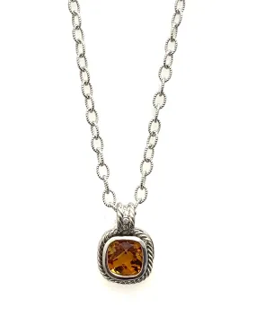 14K White Gold Citrine Necklace