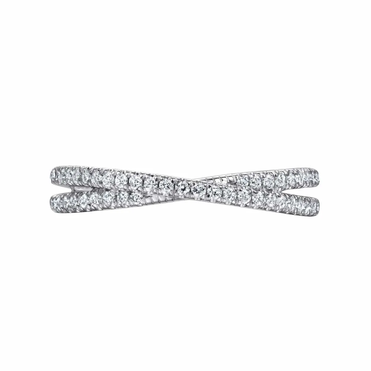 14K White Gold Criss Cross Diamond Stackable Ring - LR51169W45JJ