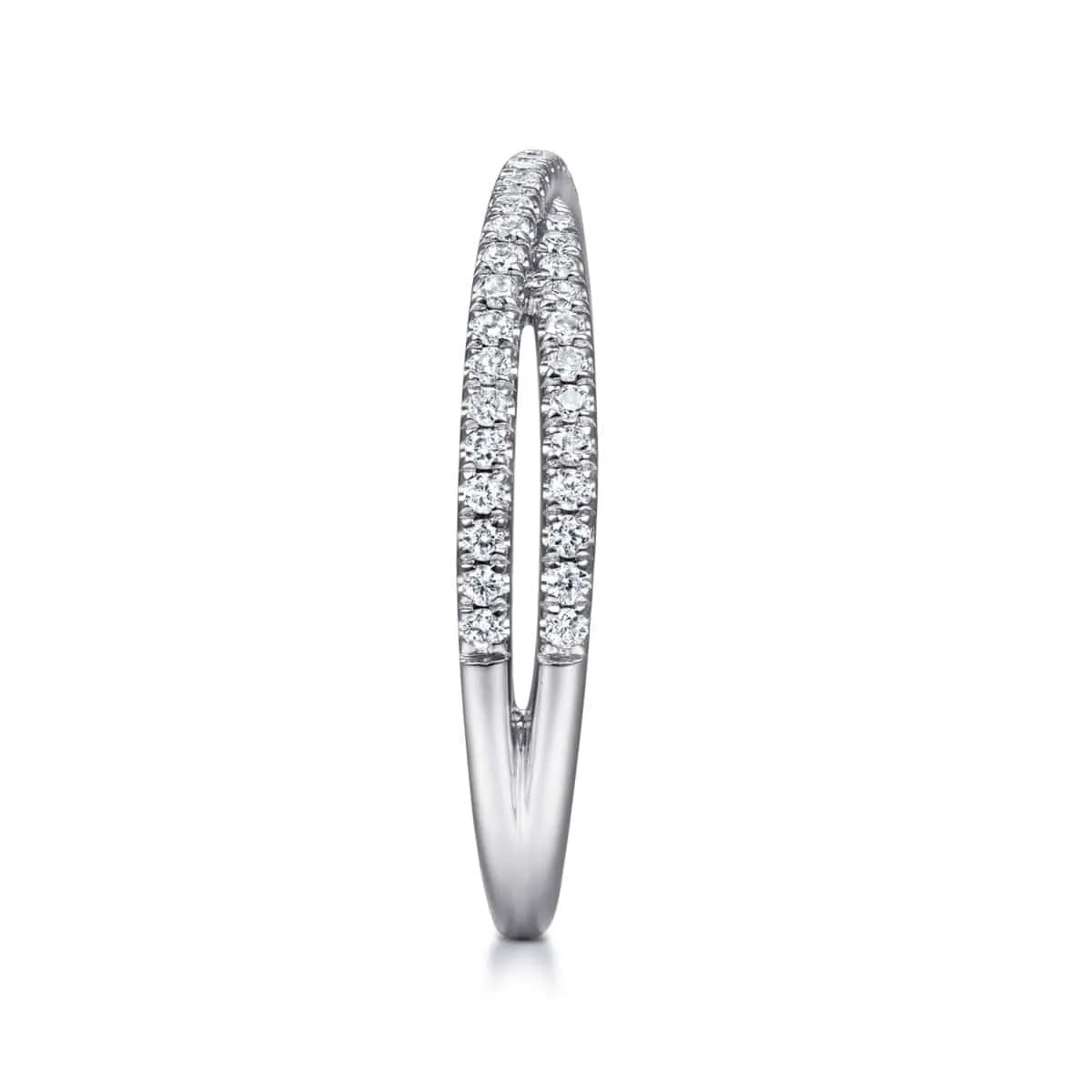 14K White Gold Criss Cross Diamond Stackable Ring - LR51169W45JJ