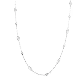 14K White Gold Diamond by the Yard Necklace