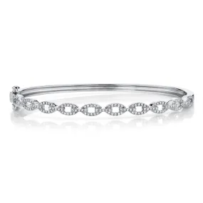 14K White Gold Diamond Link Bangle