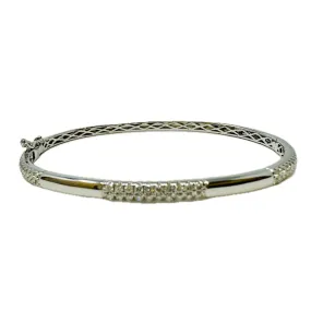 14K White Gold Hinged Bracelet with Diamond