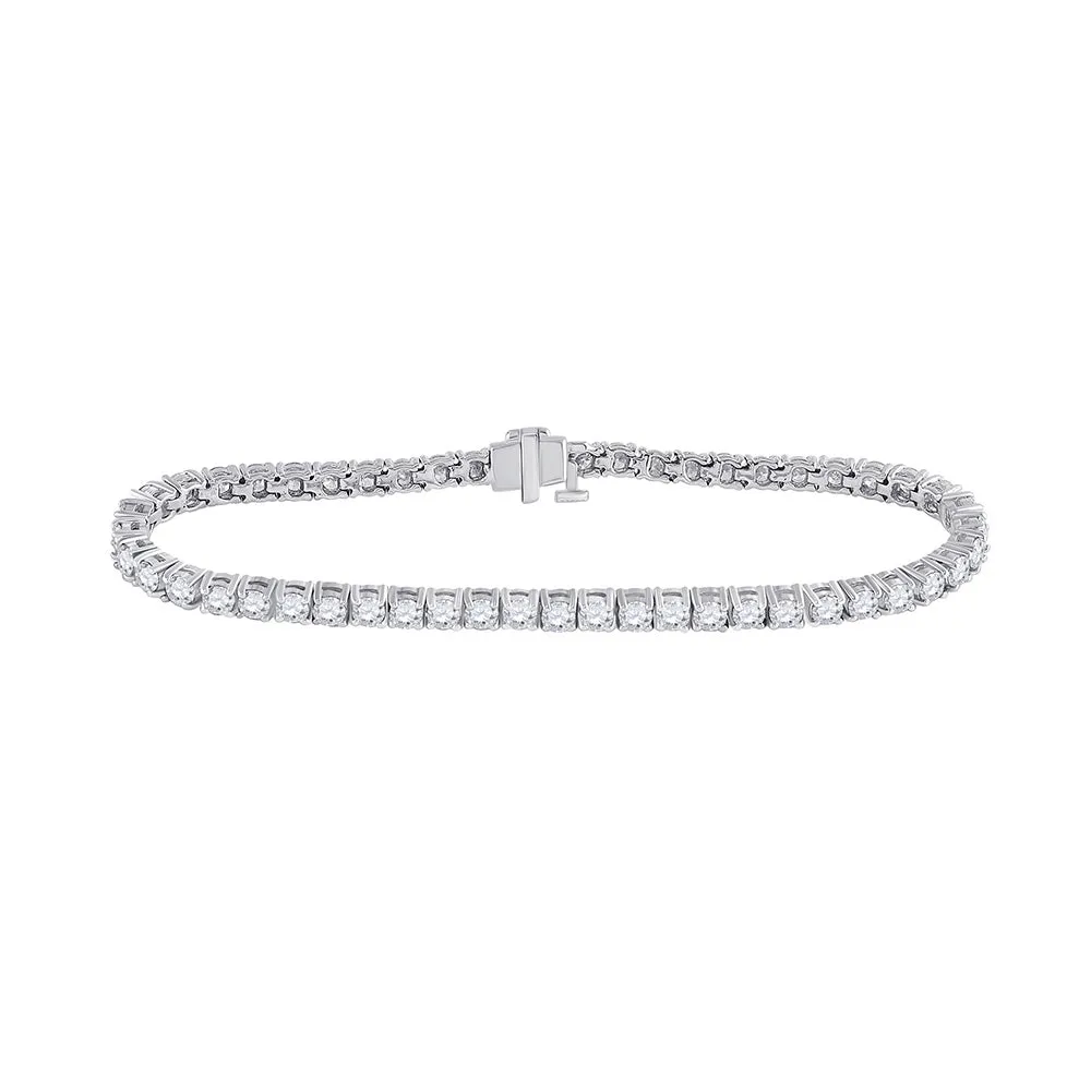 14k White Gold Round Diamond Statement Tennis Bracelet 5 Cttw