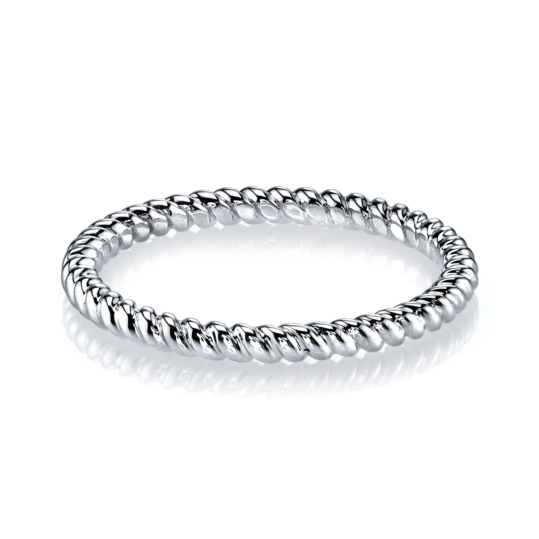 14K White Gold Twisted Stackable Fashion Ring