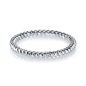 14K White Gold Twisted Stackable Fashion Ring