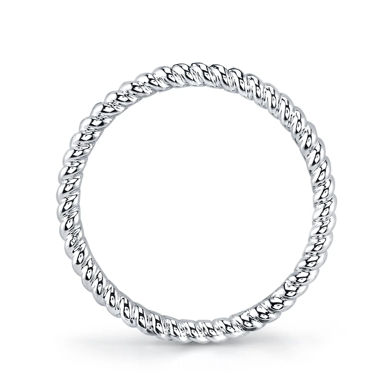 14K White Gold Twisted Stackable Fashion Ring